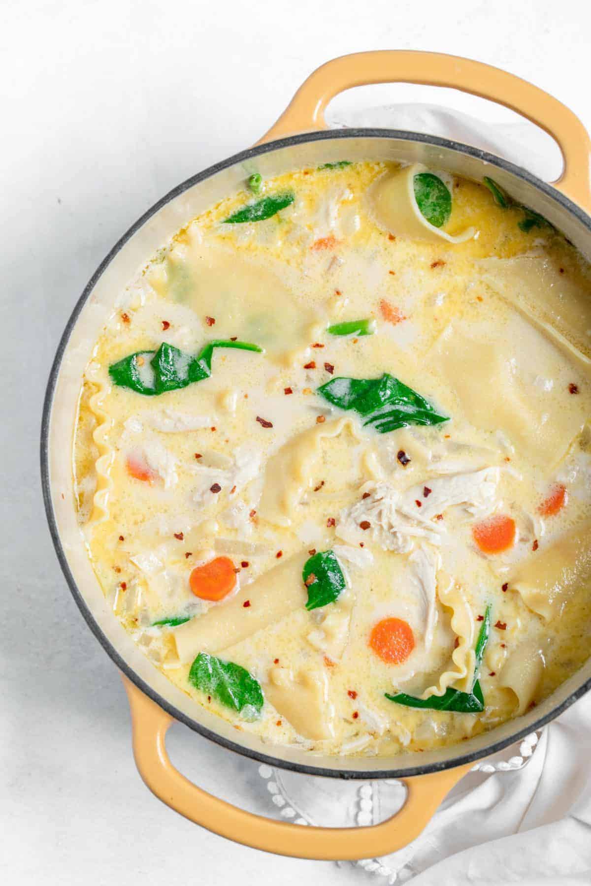 Chicken Alfredo Lasagna Soup