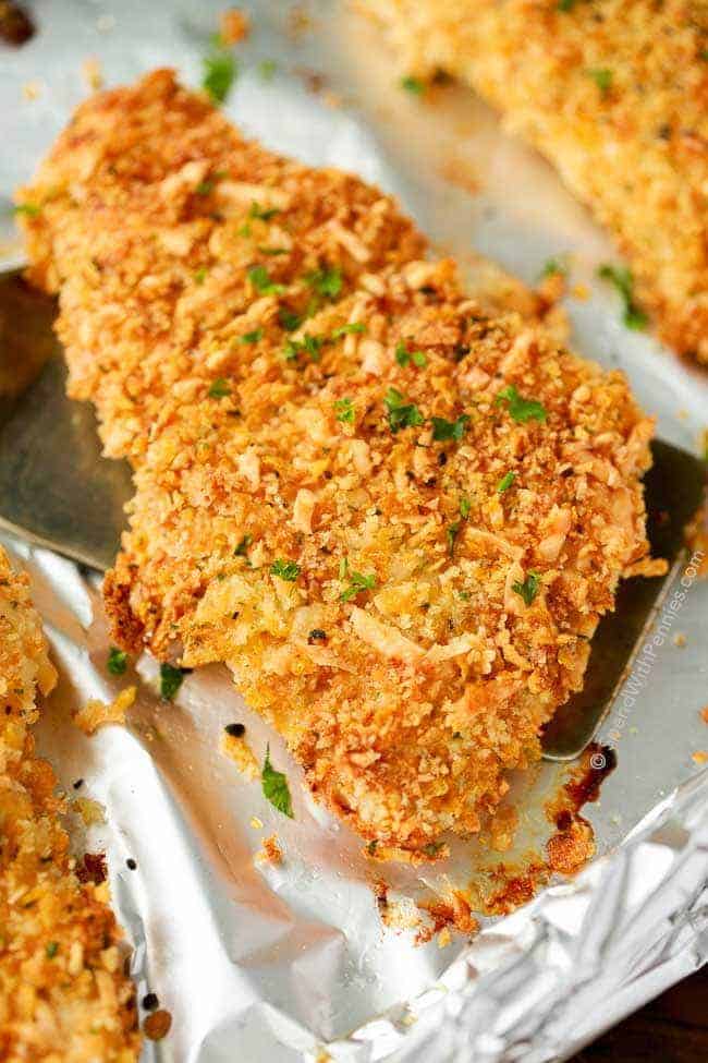 Oven Fried Parmesan Crusted Chicken Breast Recipe