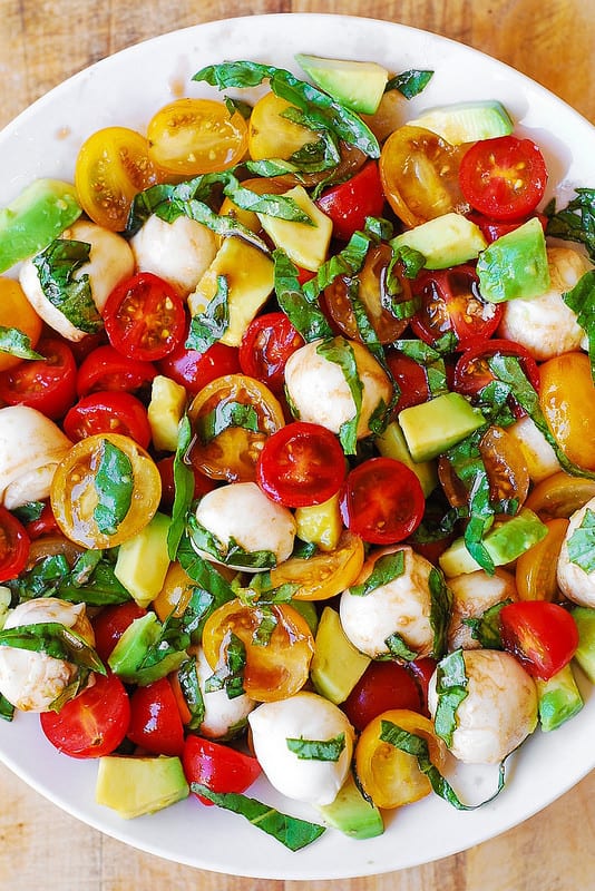 EASY CHOPPED AVOCADO CAPRESE SALAD RECIPE – CHERRY TOMATOES