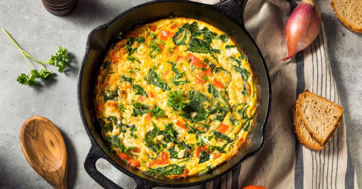 Keto frittata with fresh spinach :Wednesday-breakfast