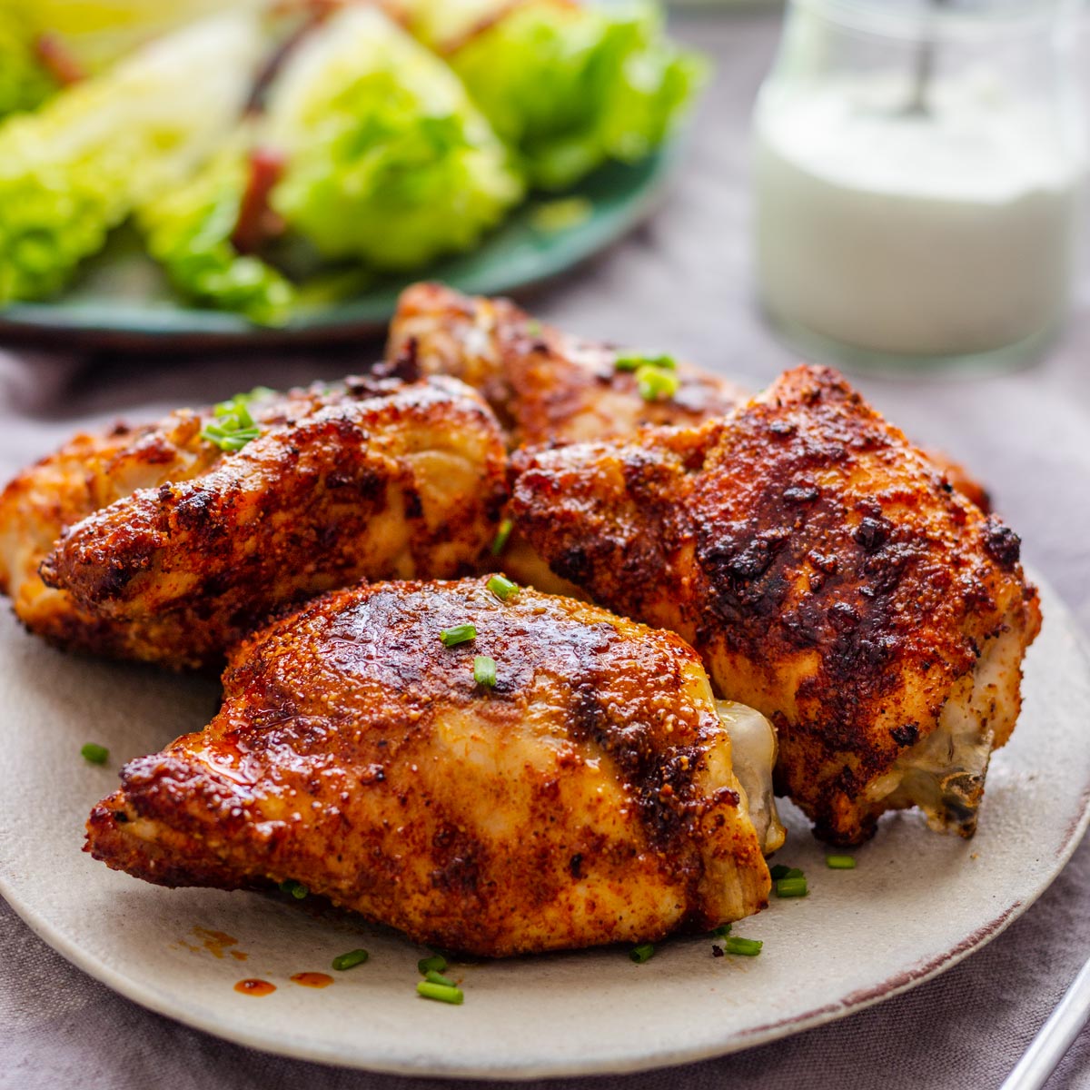 AIR FRYER CHICKEN THIGHS (JUICY & CRISPY!)