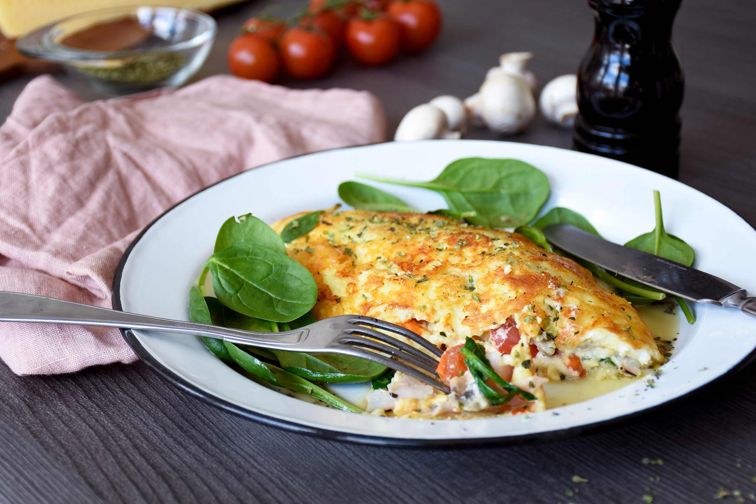 Jill’s cheese-crusted keto omelet :Sunday-lunch