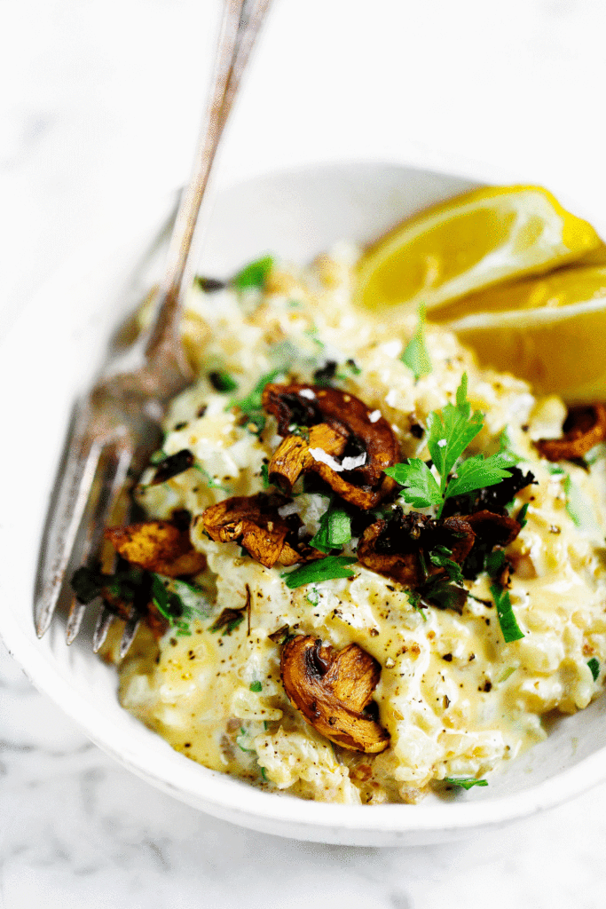 Creamy low carb cauliflower mushroom risotto :Saturday-dinner