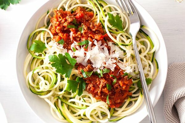 Low carb Zoodles Bolognese