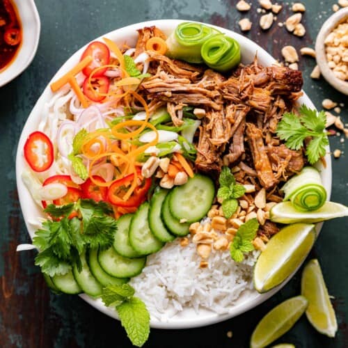 Mexican pulled pork rice bowl