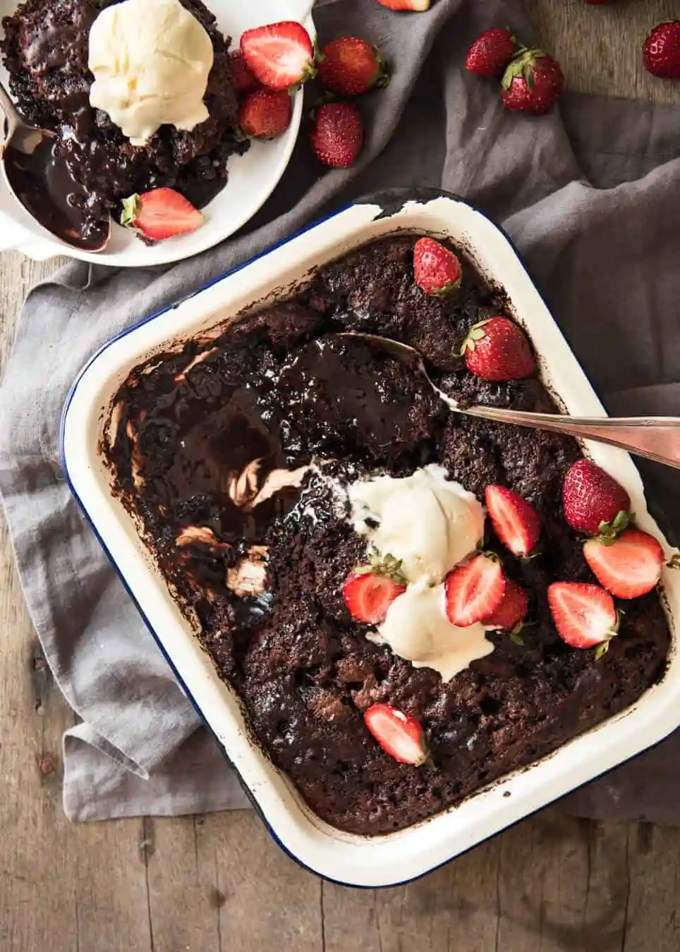 Chocolate, Butterscotch and Raspberry Self-Saucing Pudding