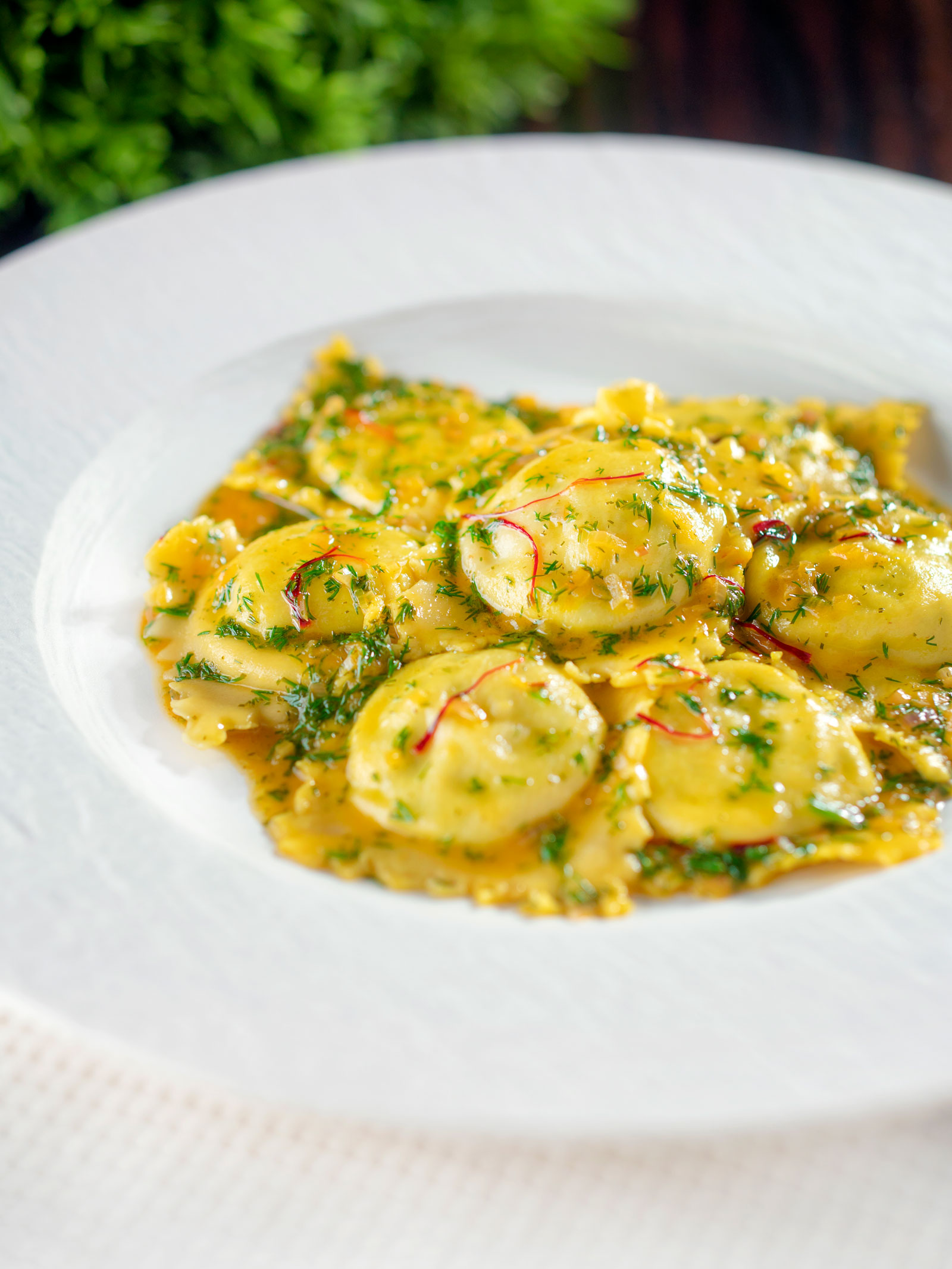 Crab Ravioli with Saffron Sauce Recipe