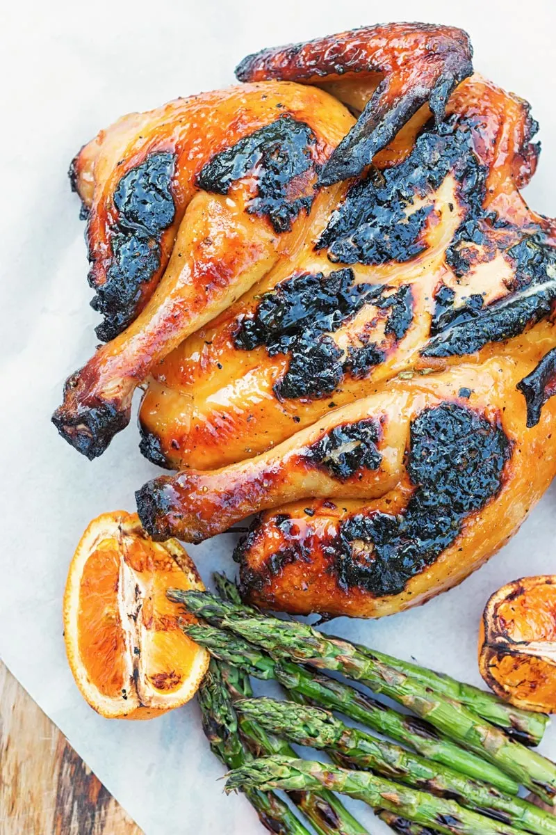 Grilled Spatchcock Chicken With Orange Marmalade Glaze