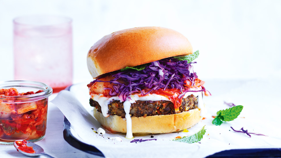 Veggie and kimchi burger