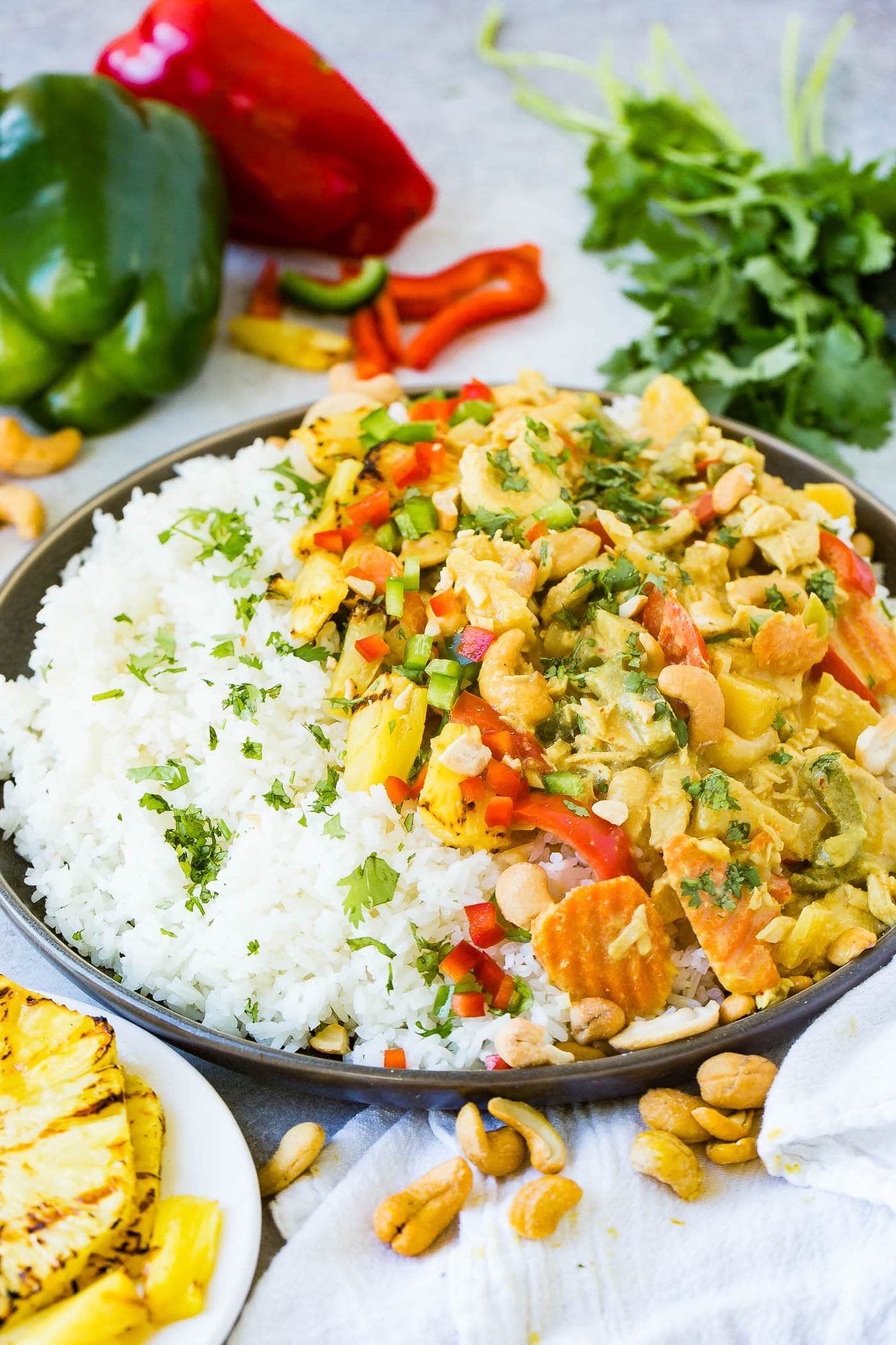 Red curry chicken and pineapple rice salad