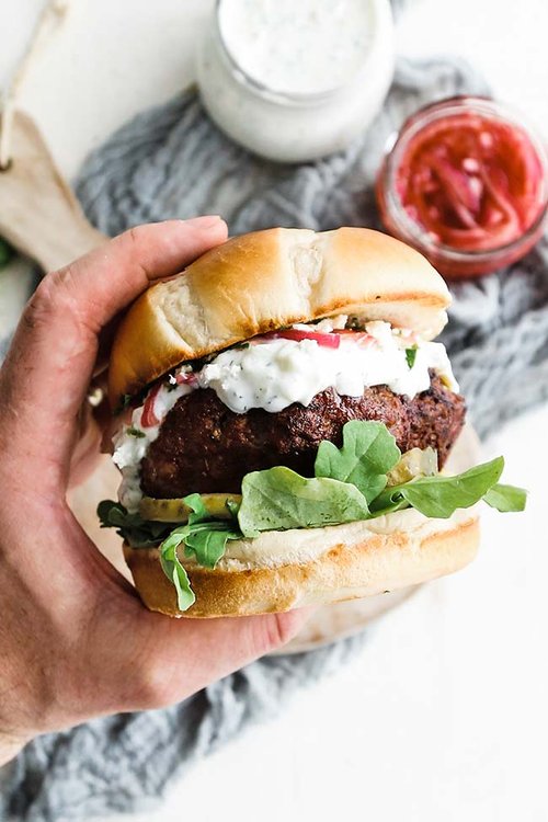 Valli Little’s lamb, zucchini and haloumi burgers with sesame salt